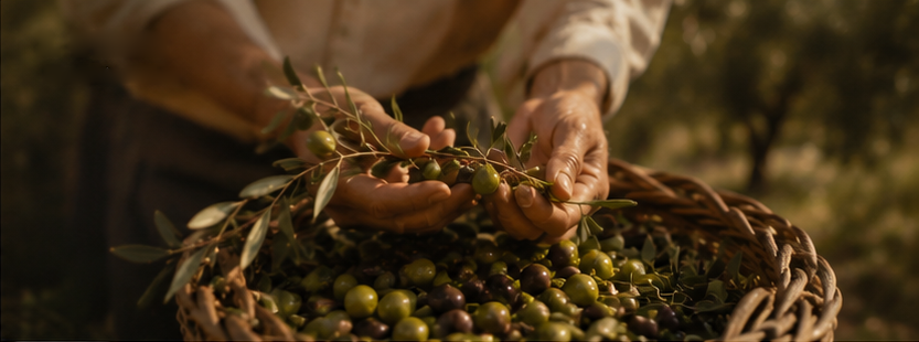 Hands cradling olives